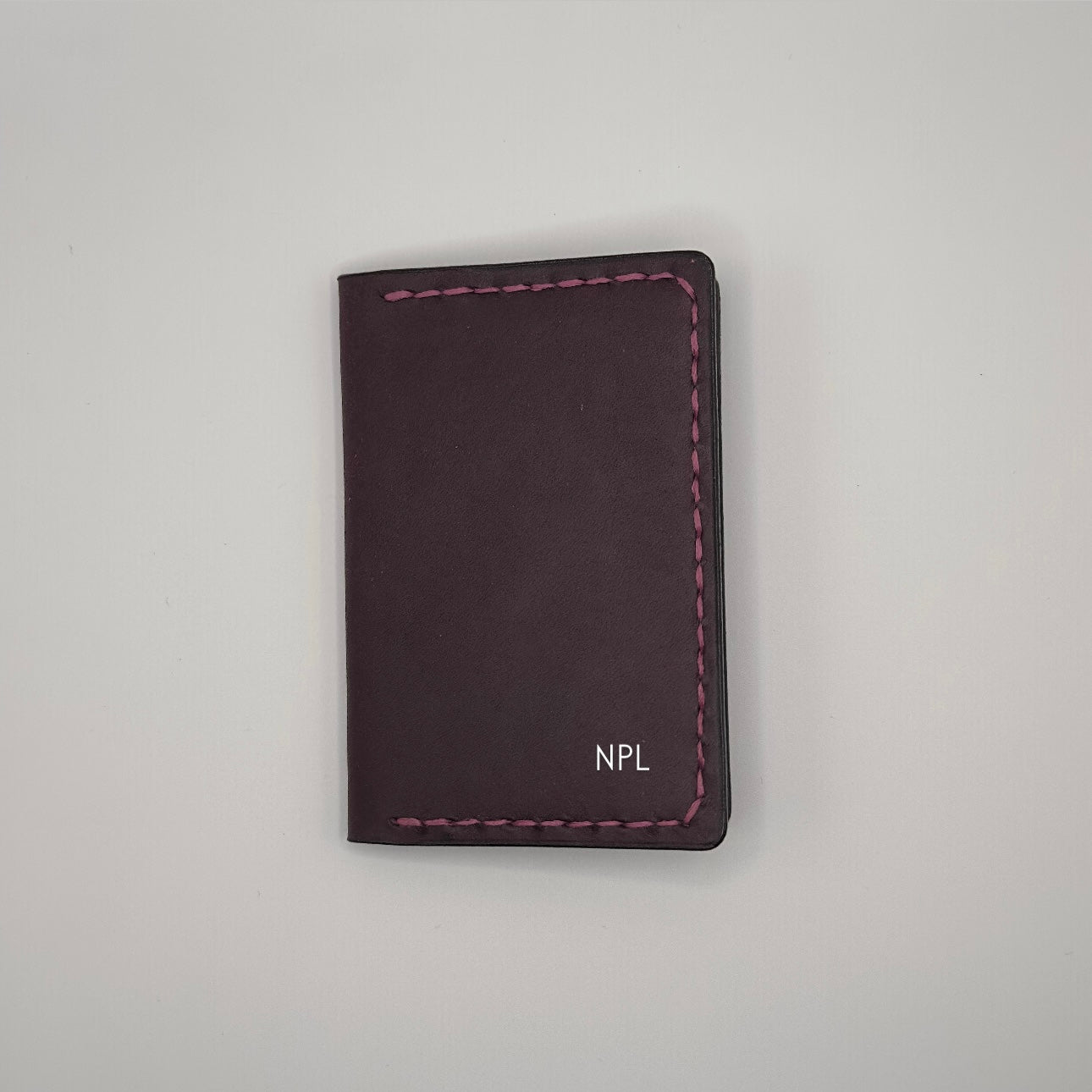 an example of the initial letters on the luxury leather bifold wallet