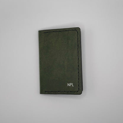 an example of the initial letters on the luxury leather bifold wallet