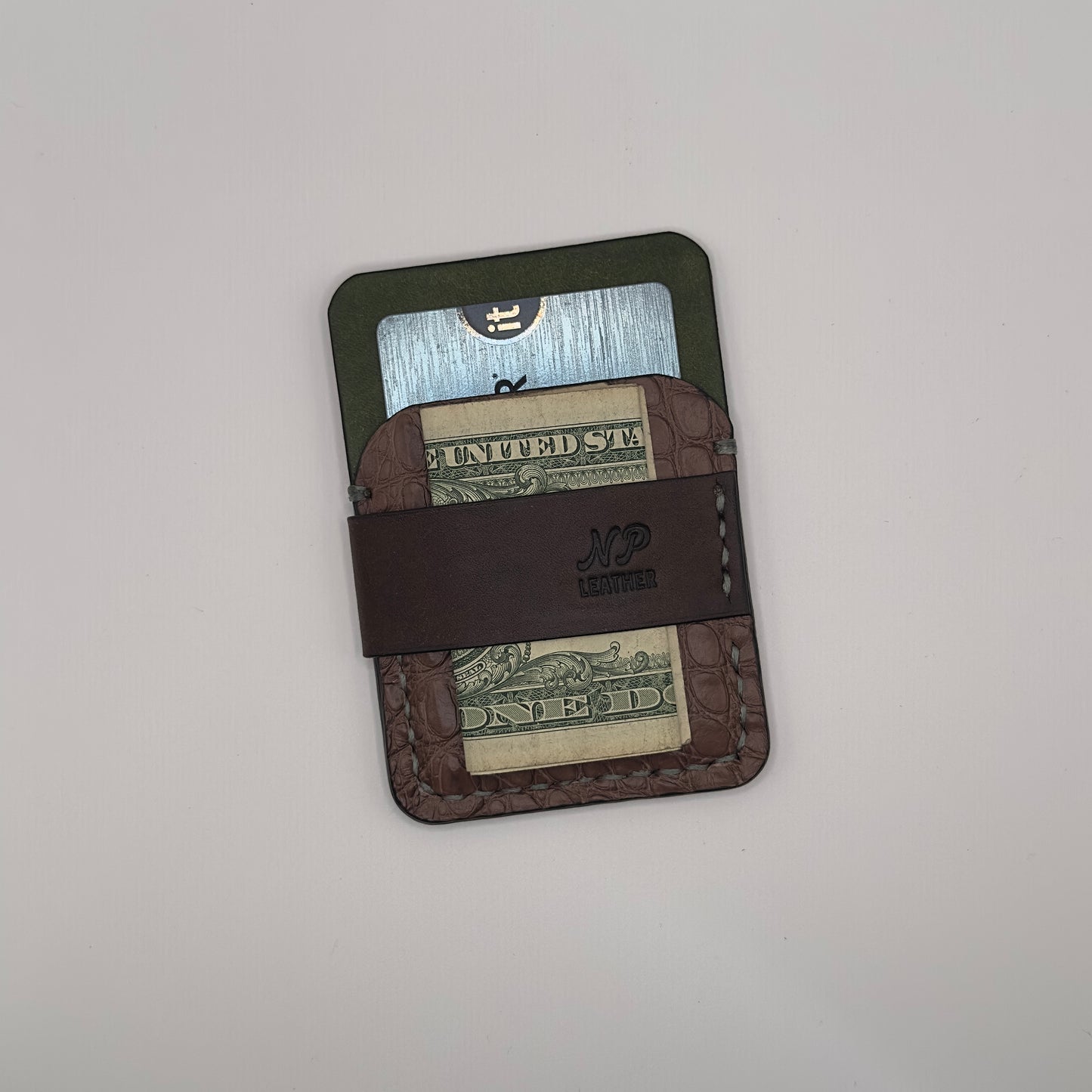 Wrapson Pueblo Leather Alligator Wallet | Brown Green