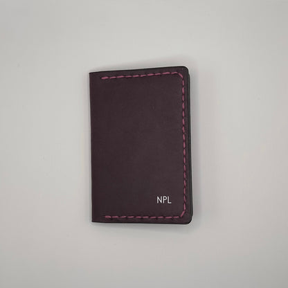 an example of the initial letters on the luxury leather bifold wallet