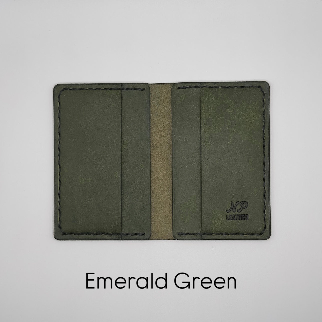 emerald green pueblo leather bifold wallet
