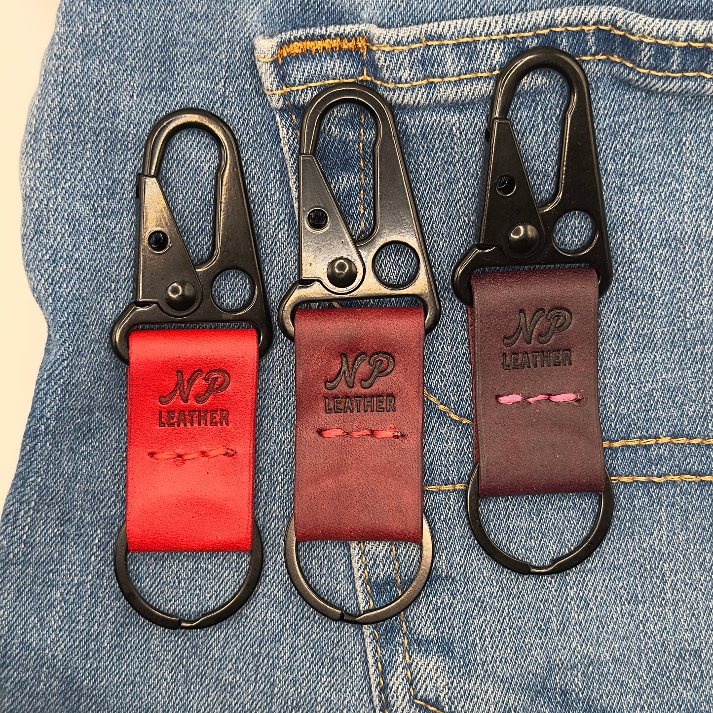 Lockson Pueblo Leather Clip Keychain | Bordeaux Red