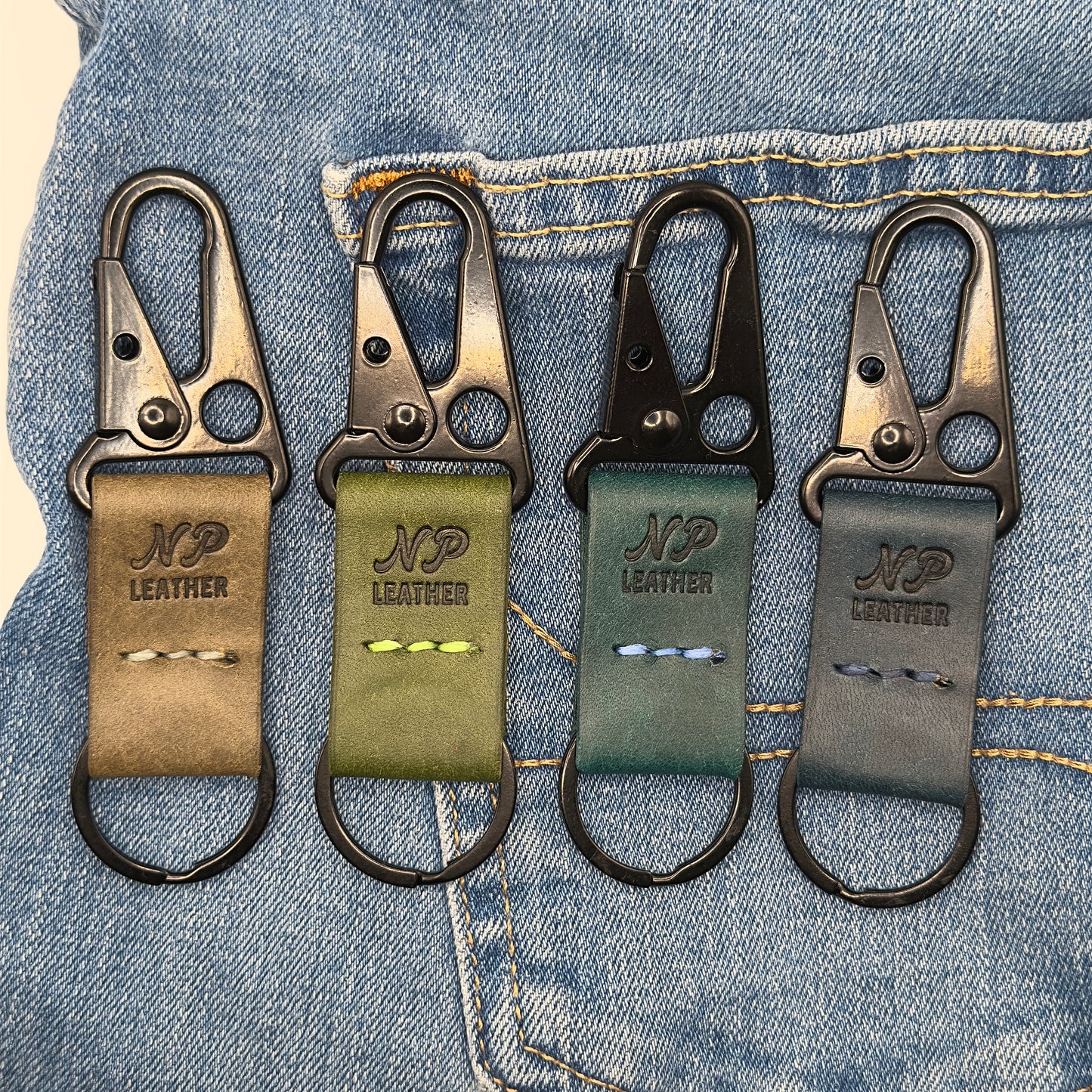Lockson Pueblo Leather Clip Keychain | Ortensia Blue