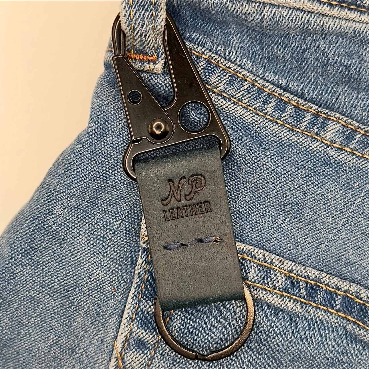 Lockson Pueblo Leather Clip Keychain | Sapphire Blue