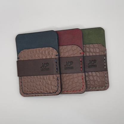 Wrapson Pueblo Leather Alligator Wallet | Brown Blue