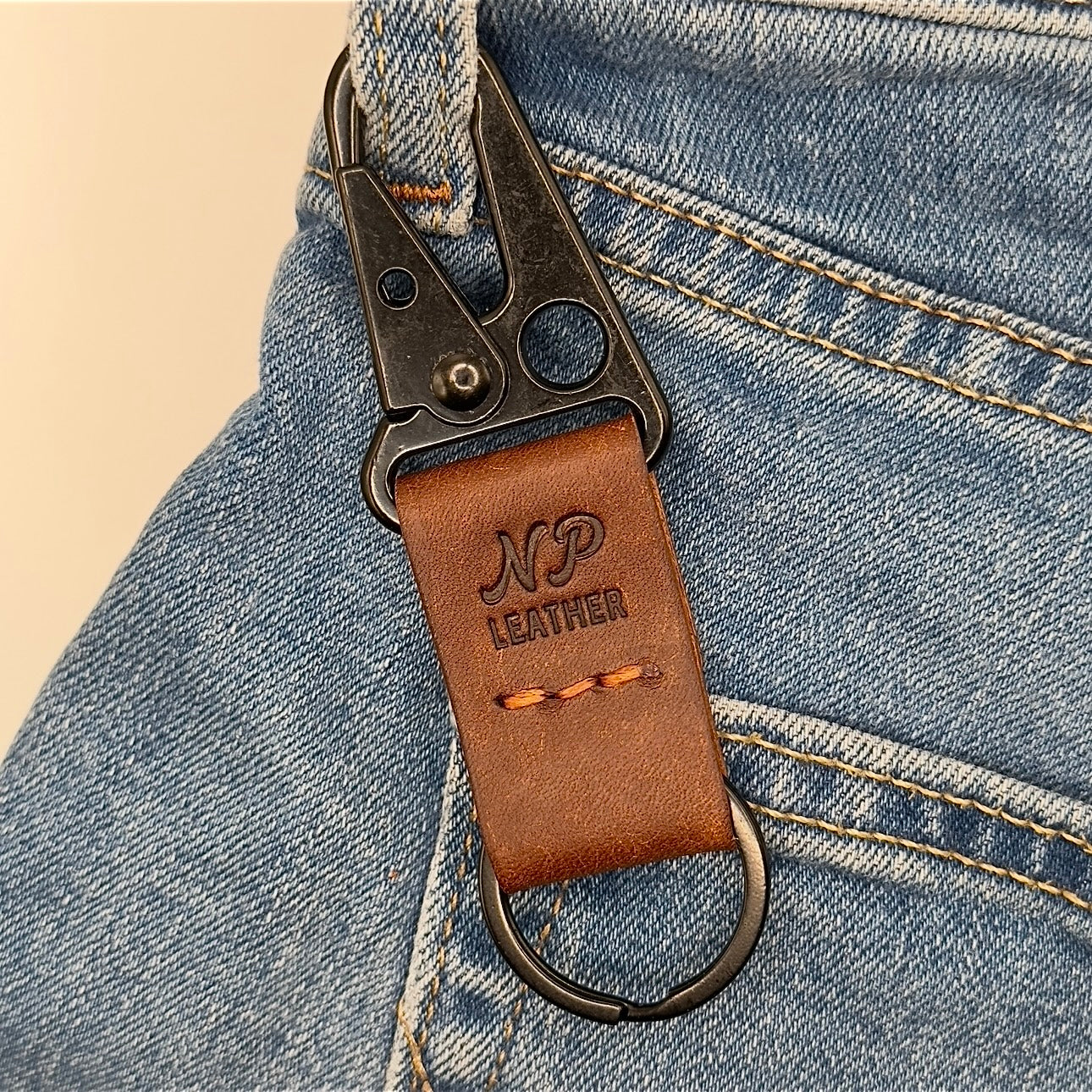 Lockson Pueblo Leather Clip Keychain | Walnut Brown