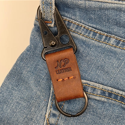 Lockson Pueblo Leather Clip Keychain | Walnut Brown