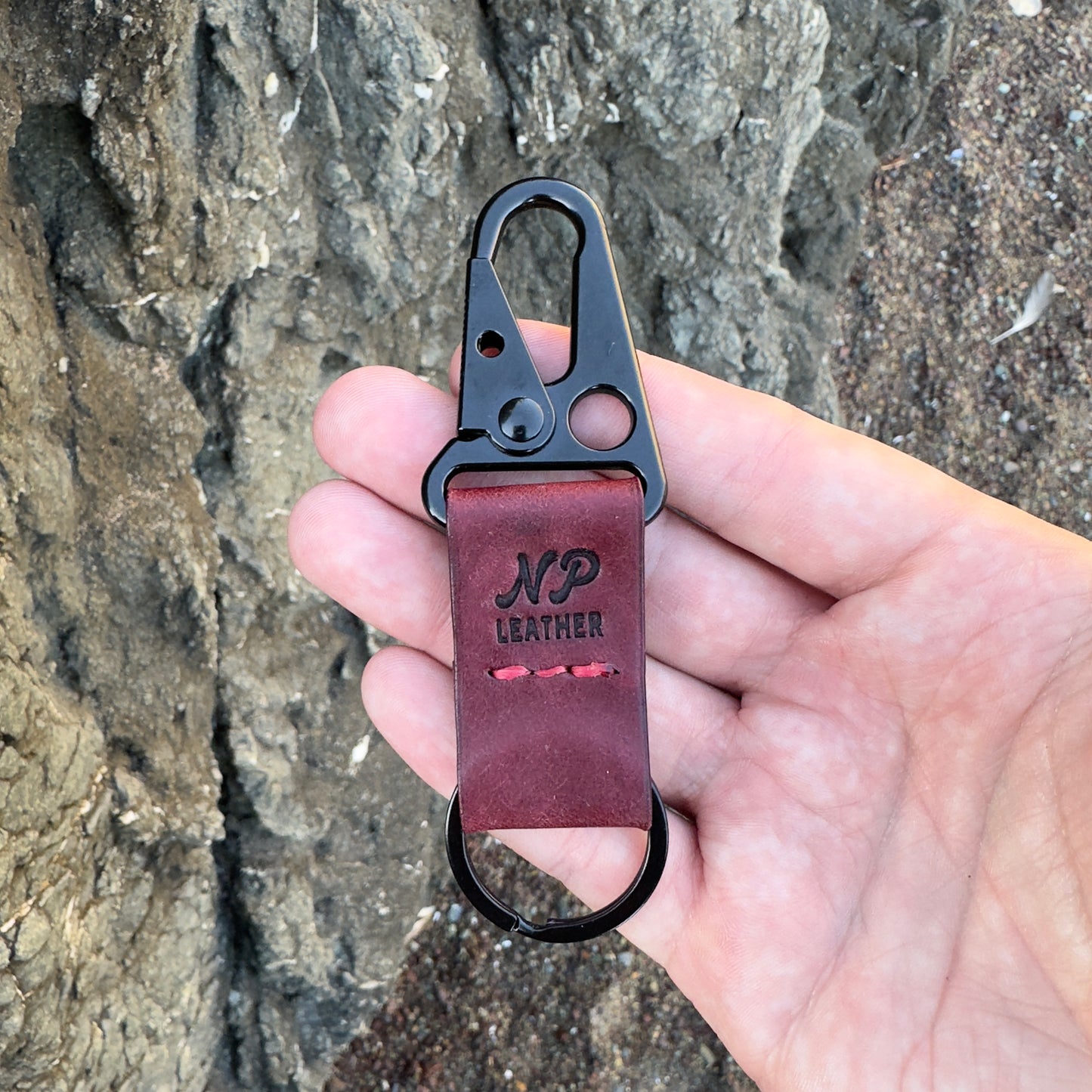 Lockson Pueblo Leather Clip Keychain | Bordeaux Red