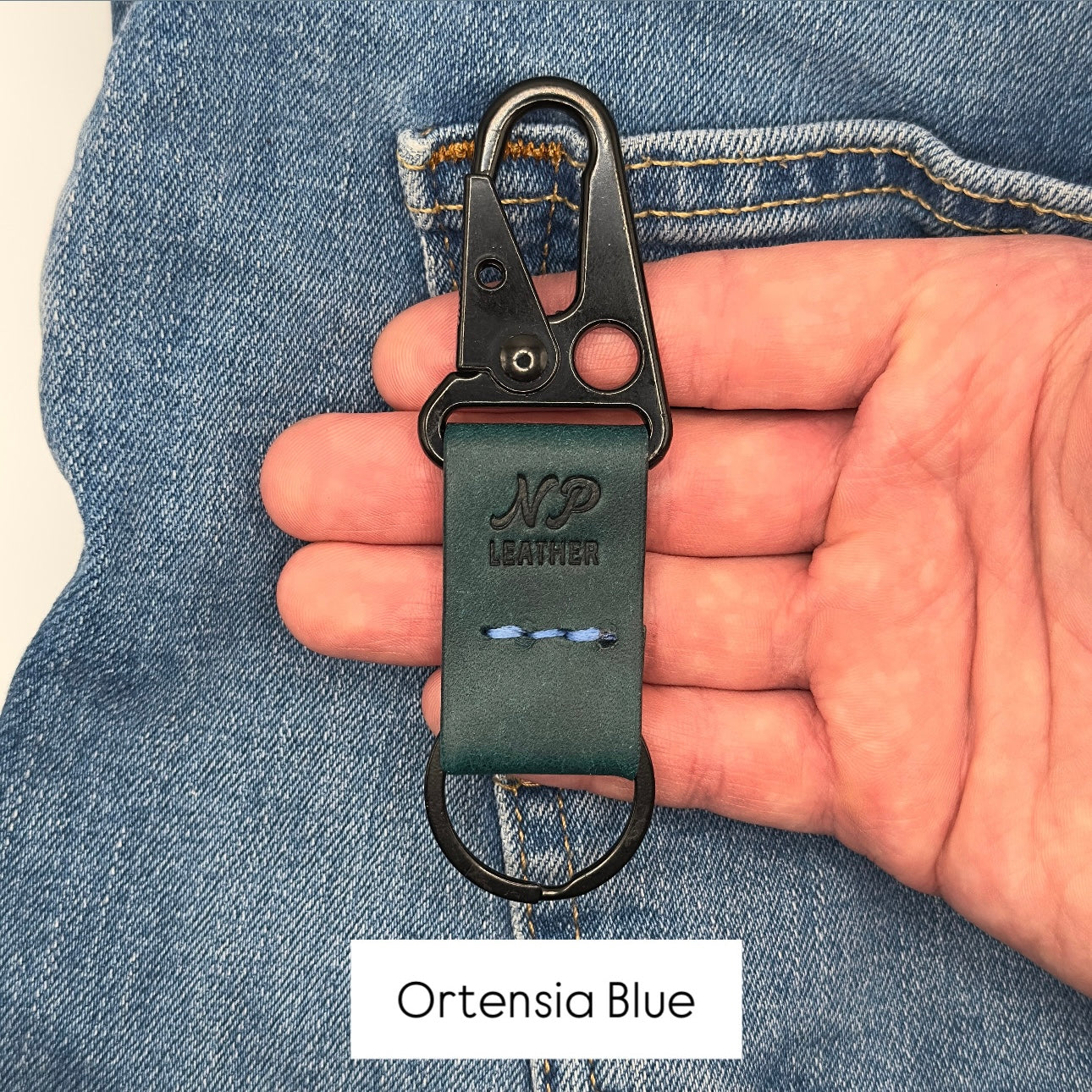Lockson Pueblo Leather Clip Keychain | Ortensia Blue