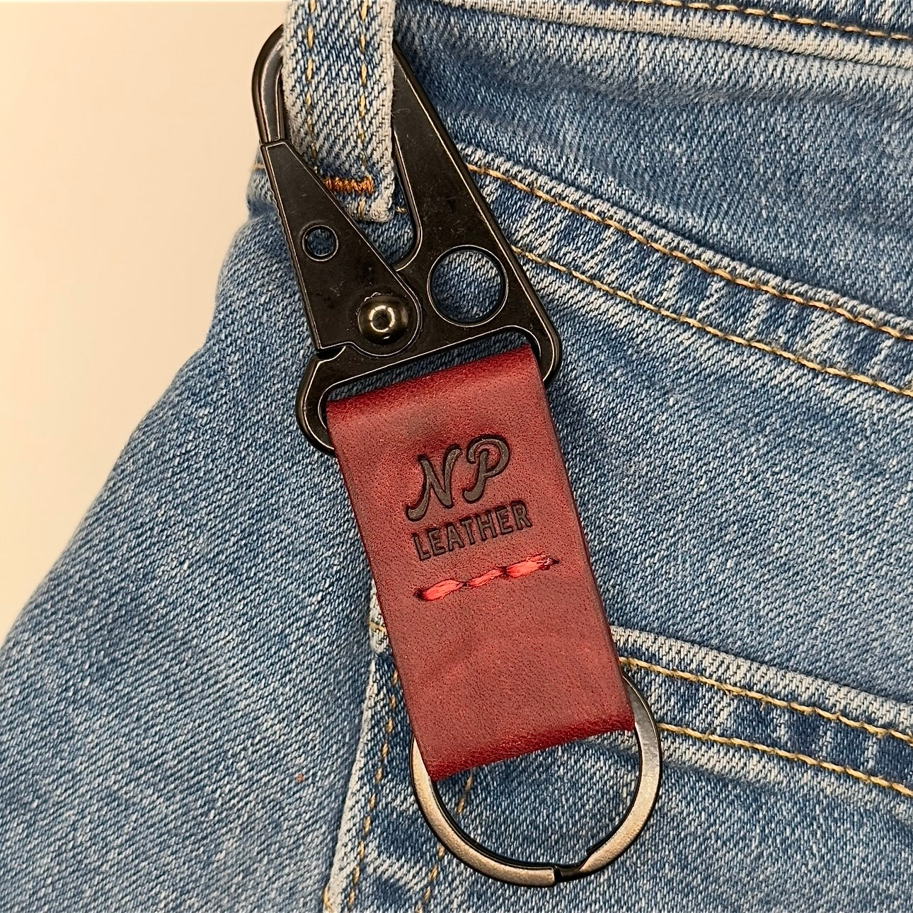 Lockson Pueblo Leather Clip Keychain | Bordeaux Red
