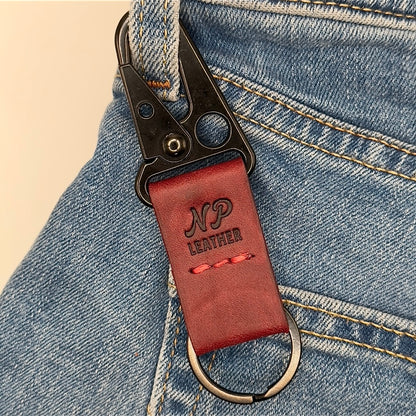 Lockson Pueblo Leather Clip Keychain | Bordeaux Red