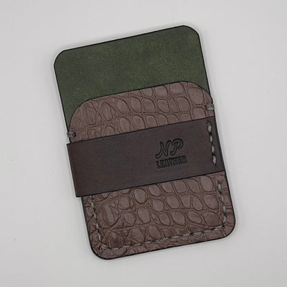 Wrapson Pueblo Leather Alligator Wallet | Brown Green