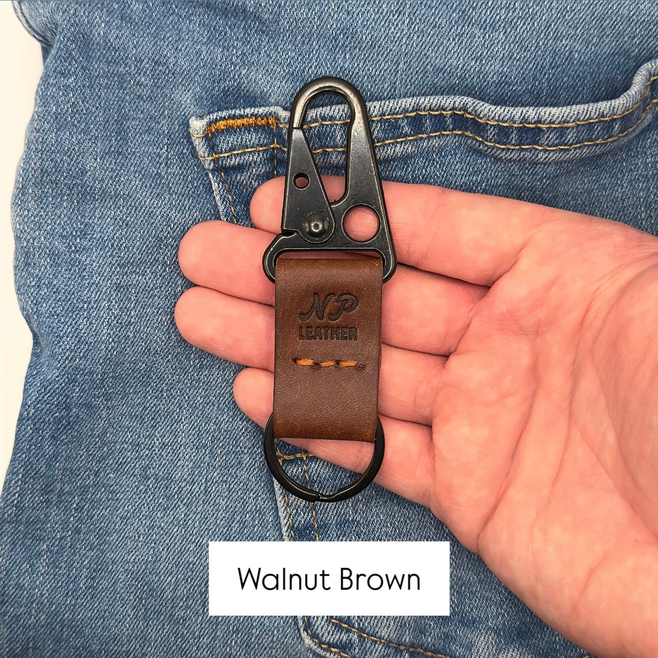 Lockson Pueblo Leather Clip Keychain | Walnut Brown