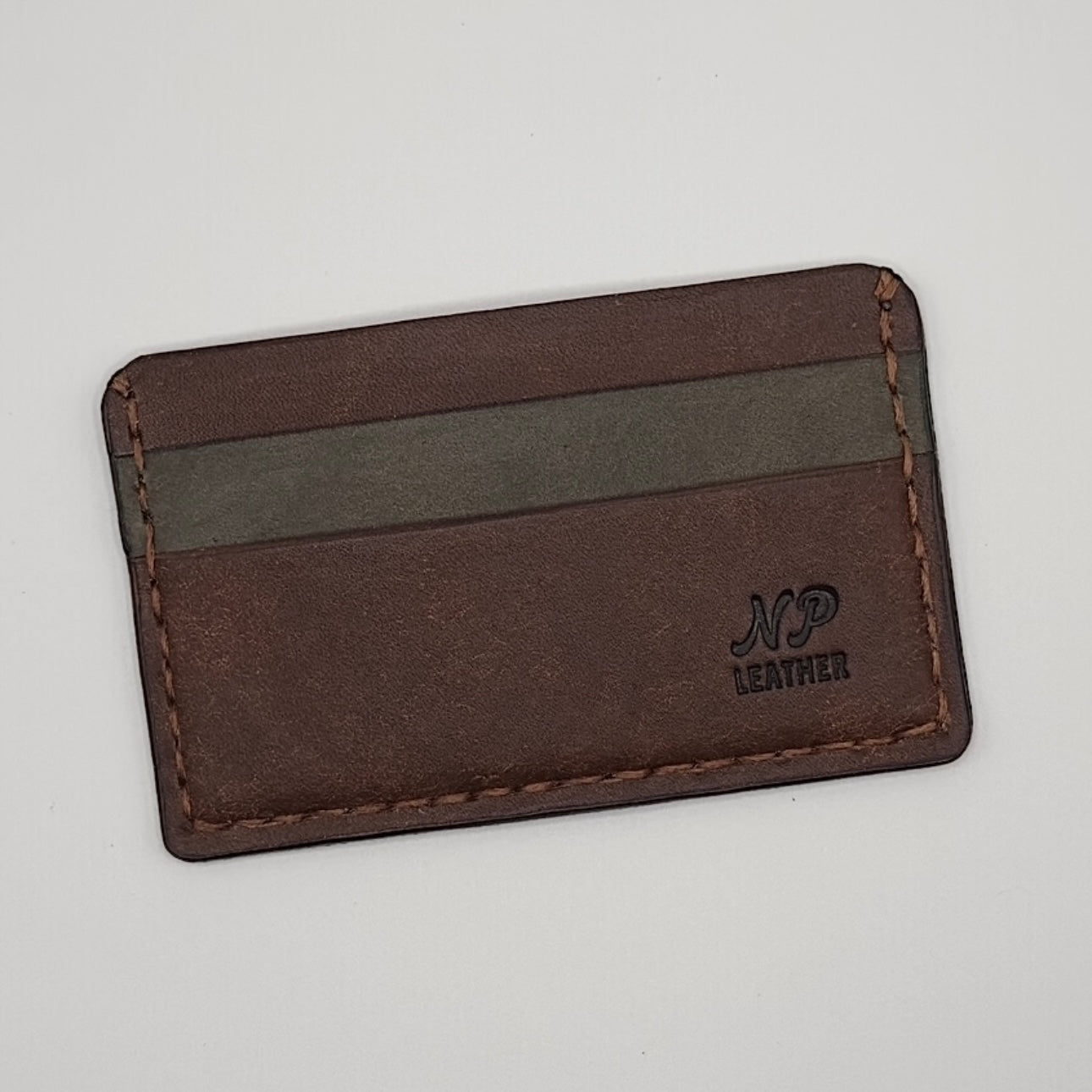 Mockson Pueblo Leather Card Cash Wallet | Brown Green