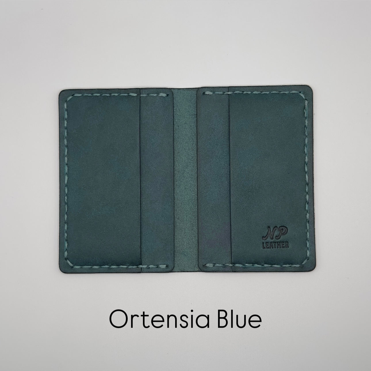 ortensia blue pueblo leather bifold wallet