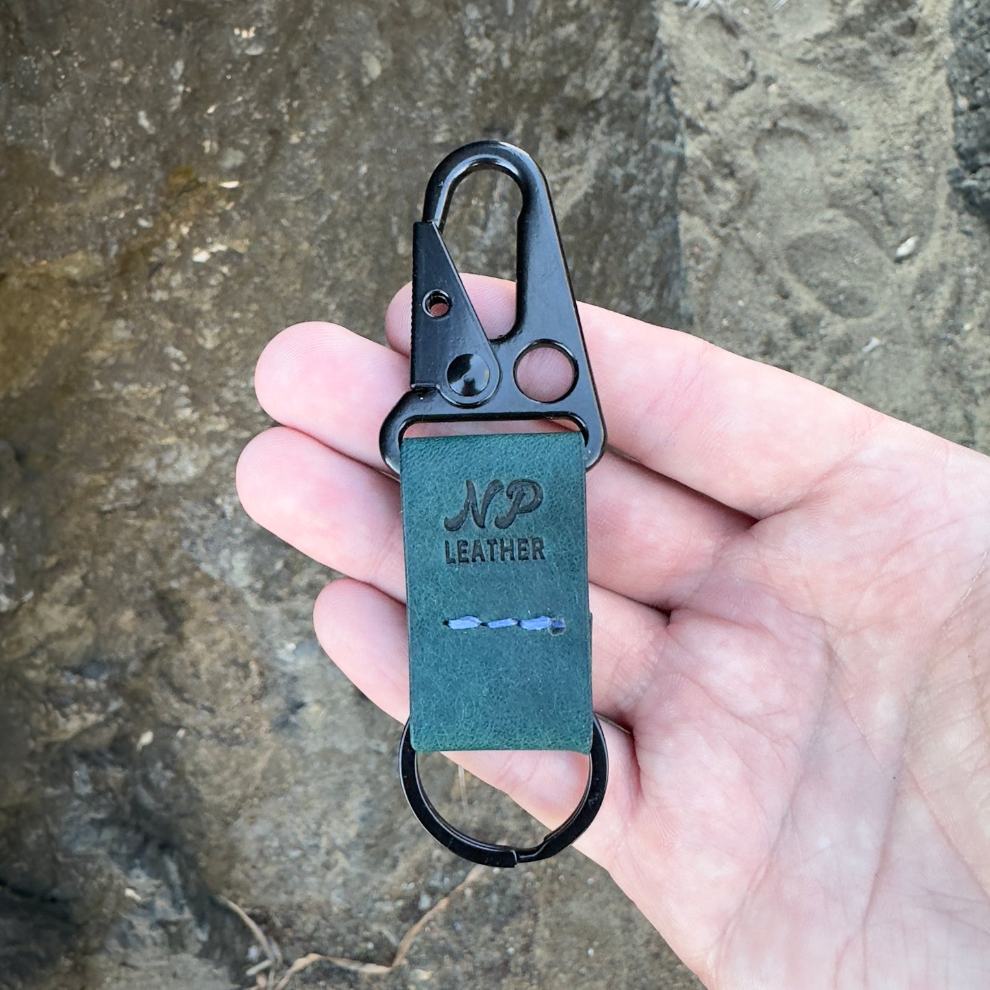Lockson Pueblo Leather Clip Keychain | Ortensia Blue