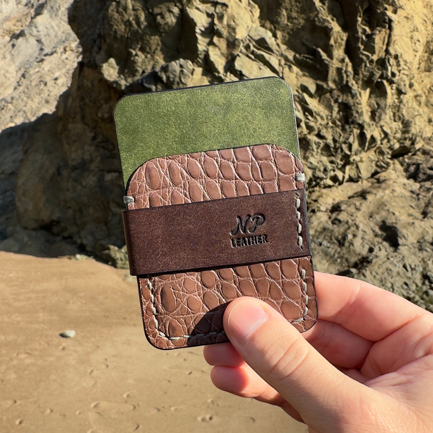 Wrapson Pueblo Leather Alligator Wallet | Brown Green