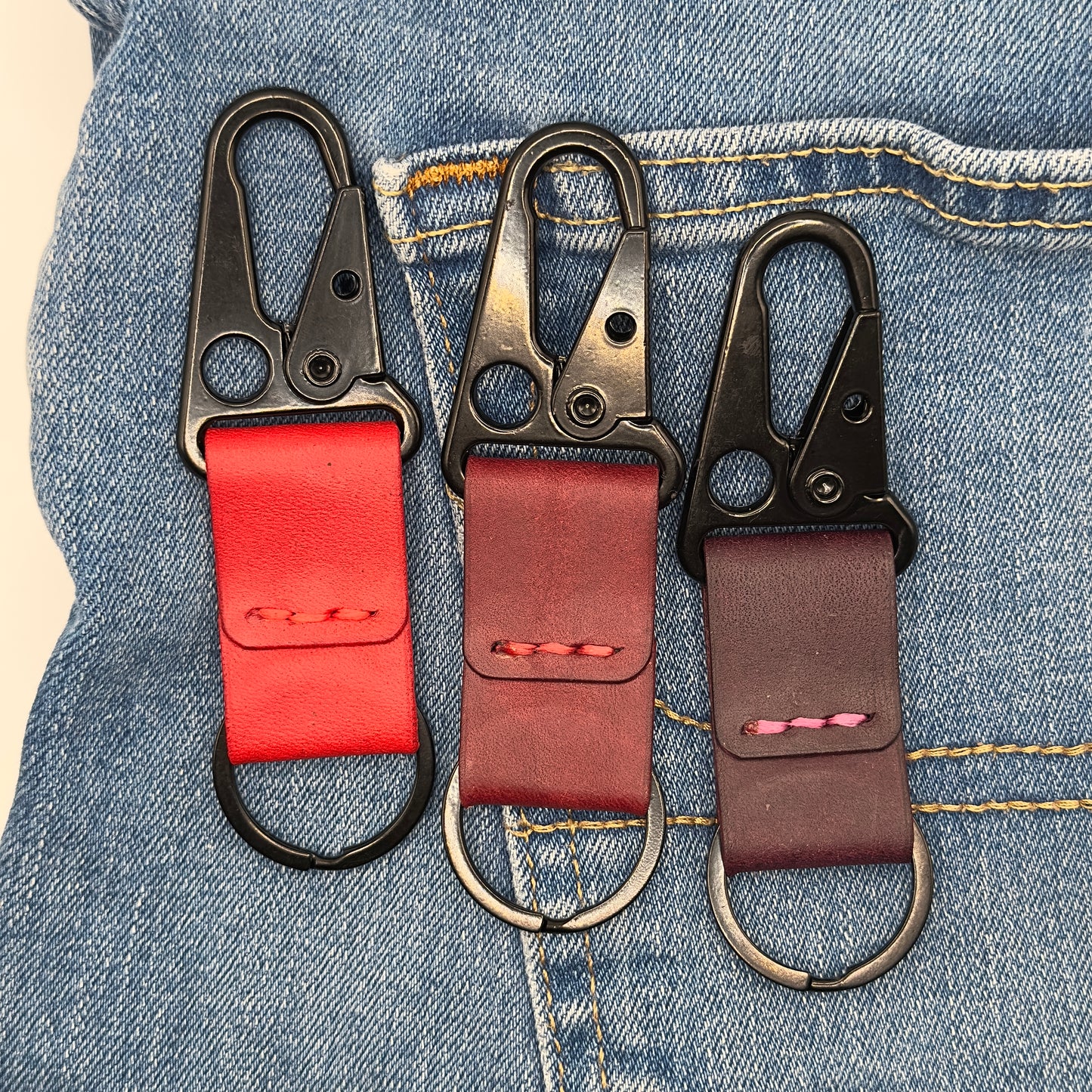 Lockson Pueblo Leather Clip Keychain | Bordeaux Red