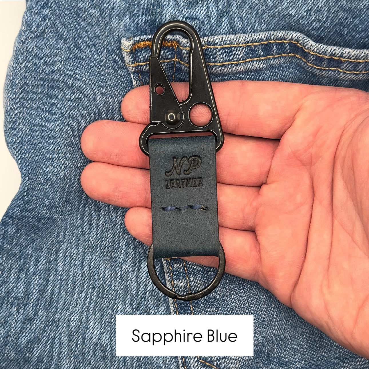 Lockson Pueblo Leather Clip Keychain | Ortensia Blue