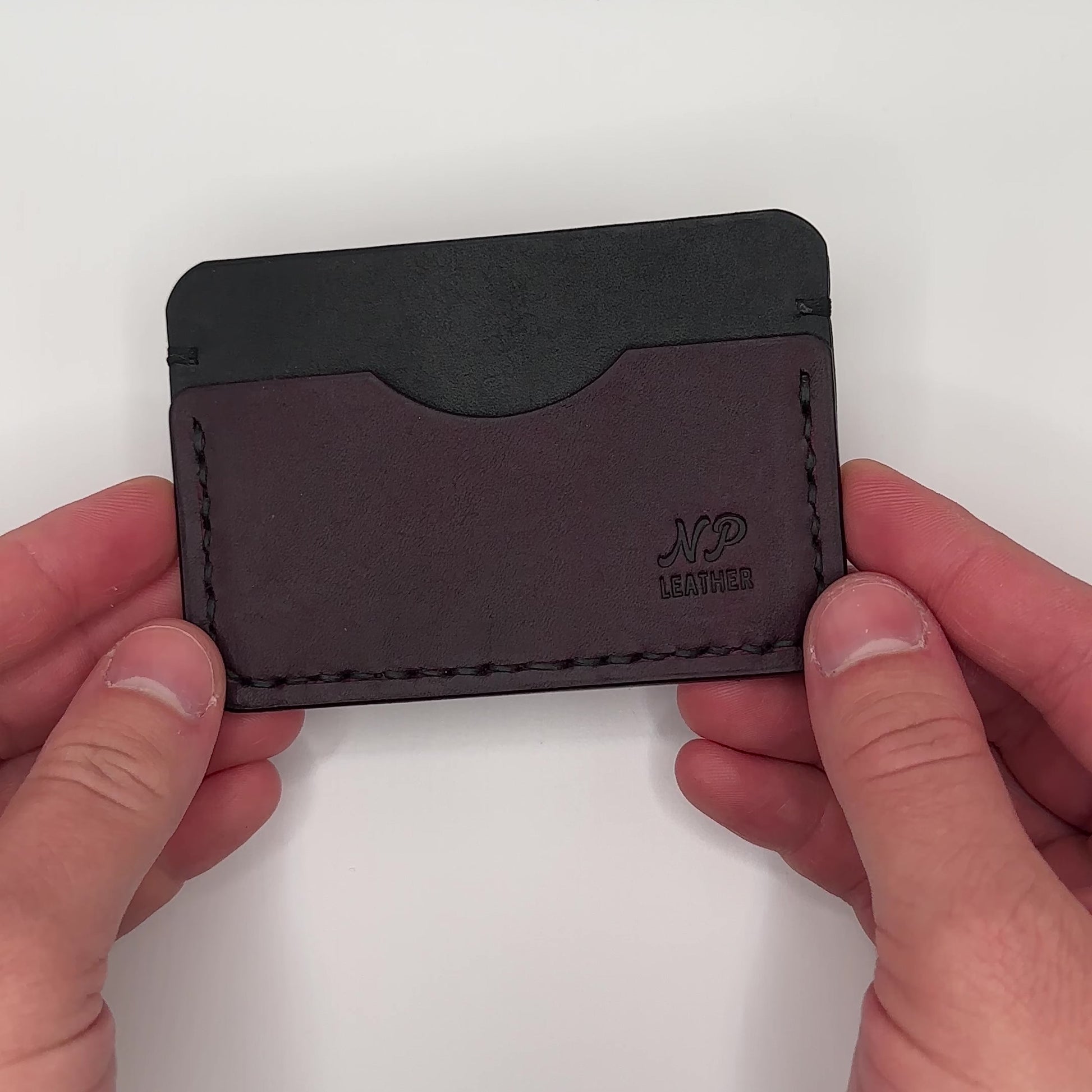 Card wallet in black and purple pueblo leather