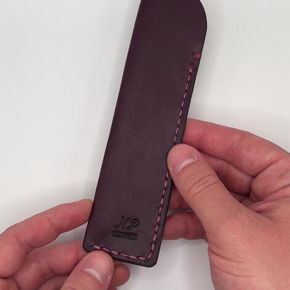 Pen holder pouch in purple pueblo leather