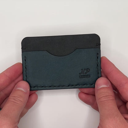 Card wallet in black and blue pueblo leather