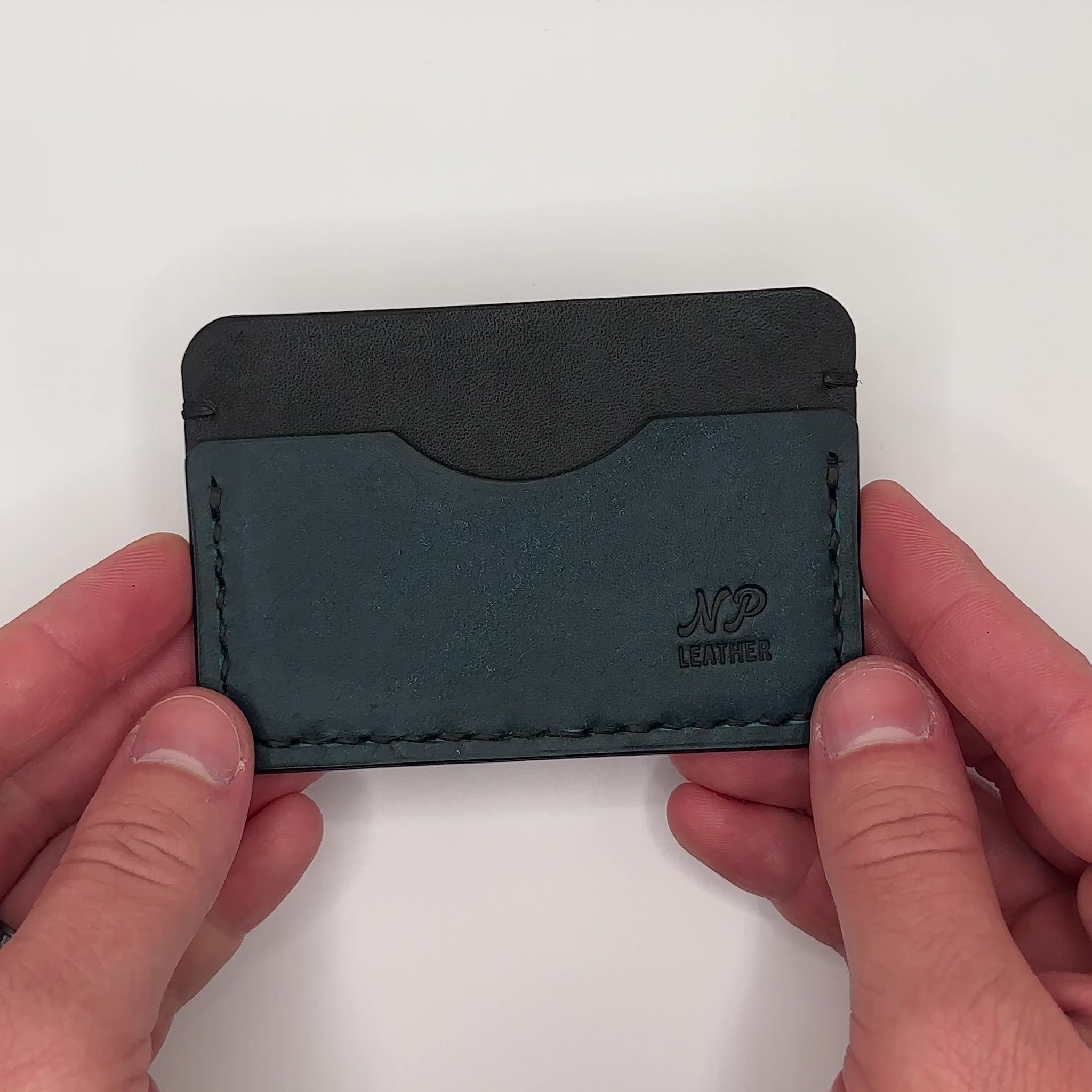 Card wallet in black and blue pueblo leather